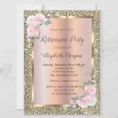 Goud Lijst, bloemen, Glitter Retirement Kaart (Voorkant)