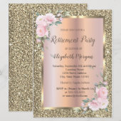 Goud Lijst, bloemen, Glitter Retirement Kaart (Voorkant / Achterkant)
