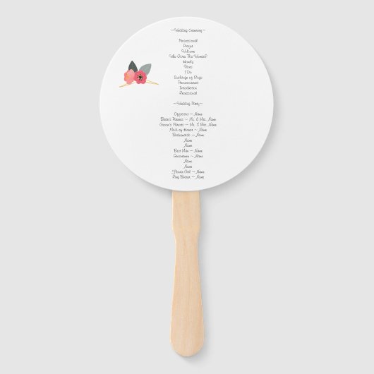 Goud Lijst bruiloft programma fan Handwaaier (Achterkant)