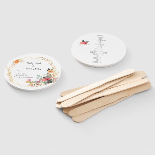 Goud Lijst bruiloft programma fan Handwaaier (Niet-gemonteerd)