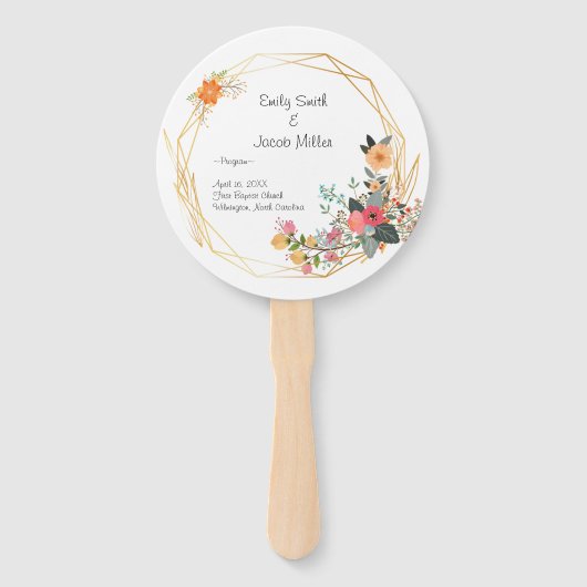 Goud Lijst bruiloft programma fan Handwaaier (Voorkant)