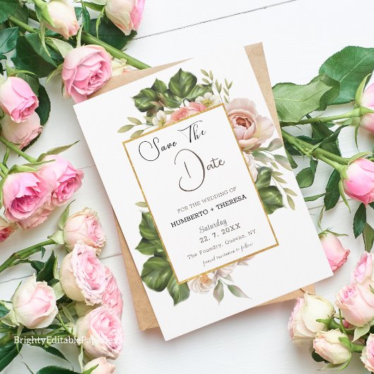 Goud Lijst Bruiloft Save De Datum Sjabloon