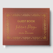 Goud  lijst bruine achtergrond gastenboek (Voorkant)