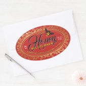 Goud Lijst Bumble Bee Red Honey Jar Ovale Sticker (Envelop)