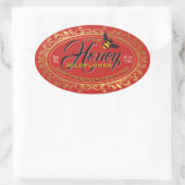 Goud Lijst Bumble Bee Red Honey Jar Ovale Sticker (Tas)