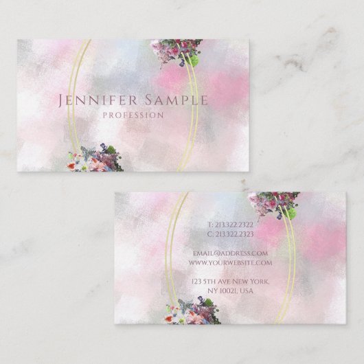 Goud Lijst Chic Abstracte Waterverf Visitekaartje (Voorkant / Achterkant)