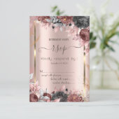 Goud Lijst Chic Rozen 16 RSVP Kaart (Staand voorkant)