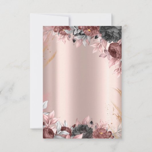 Goud Lijst Chic Rozen 16 RSVP Kaart (Achterkant)