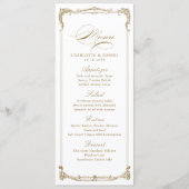 Goud  Lijst Classic Script Bruiloft Menu (Voorkant)