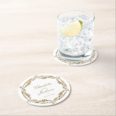 Goud  Lijst Classic Script Bruiloft Ronde Kartonnen Onderzetter (Insitu)