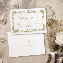 Goud Lijst Classic Script Bruiloft RSVP Kaartje