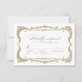Goud  Lijst Classic Script Bruiloft RSVP Kaartje (Voorkant)