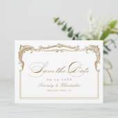 Goud  Lijst Classic Script Bruiloft Save The Date (Staand voorkant)