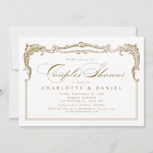 Goud  Lijst Classic Script Couples Shower Kaart (Voorkant)