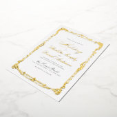 Goud  Lijst Classic Script Eenvoudige bruiloft Folie Uitnodiging (Gedraaid)
