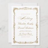 Goud Lijst Classic Script Eenvoudige bruiloft Kaart (Voorkant)