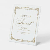 Goud Lijst Classic Script Love is Sweet Reclamebord Met Voetstuk (Voorkant)
