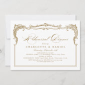 Goud  Lijst Classic Script repetitie diner Kaart (Voorkant)