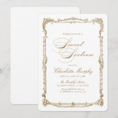 Goud  Lijst Classic Script Sweet Sixteen Kaart (Voorkant / Achterkant)