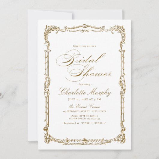 Goud  Lijst Classic Script Vrijgezellenfeest Kaart (Voorkant)