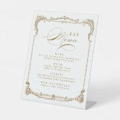 Goud  Lijst Classic Script Wedding Bar Menu Reclamebord Met Voetstuk (Voorkant)
