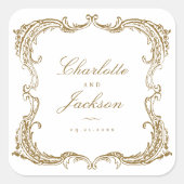 Goud  Lijst Classic Script Wedding Favors Vierkante Sticker (Voorkant)