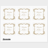 Goud  Lijst Classic Script Wedding Favors Vierkante Sticker (Vel)
