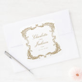 Goud  Lijst Classic Script Wedding Favors Vierkante Sticker (Envelop)