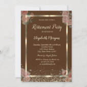 Goud Lijst Confetti Boho Rozen Bruin Pensioen Kaart (Voorkant)