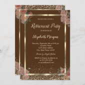 Goud Lijst Confetti Boho Rozen Bruin Pensioen Kaart (Voorkant / Achterkant)