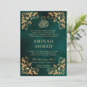 Goud Lijst Donkergroen Islamitisch Aqiqa Aqeeqa Ba Kaart (Staand voorkant)