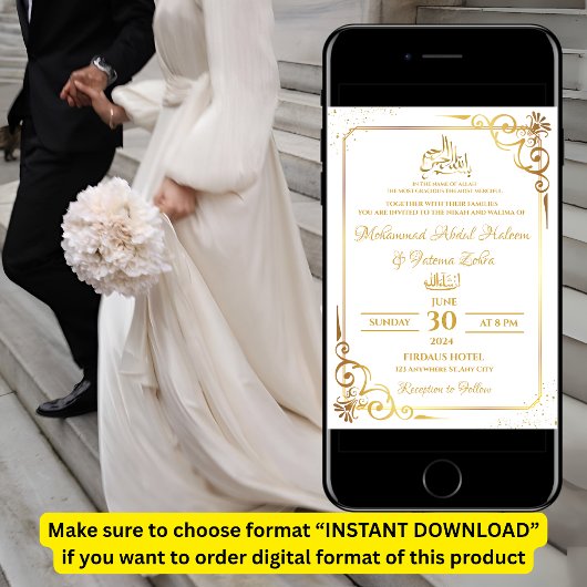 Goud Lijst Eenvoudig Elegant Modern Nikah Walima Kaart