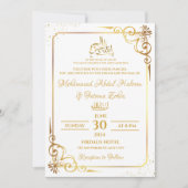 Goud Lijst Eenvoudig Elegant Modern Nikah Walima Kaart (Voorkant)