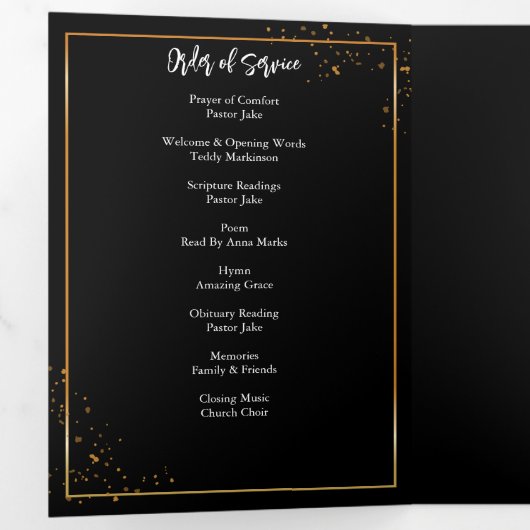 Goud Lijst Eenvoudig, gespeculeerd begrafenis Drieluik Programma (Binnenzijde eerst)