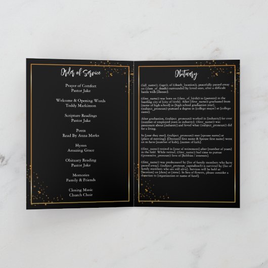 Goud Lijst Eenvoudig, gespeculeerd begrafenis Programma (Binnen)