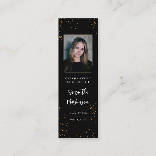 Goud Lijst Eenvoudig Modern Gespikkeld Bladwijzer Mini Visitekaartje (Voorkant)