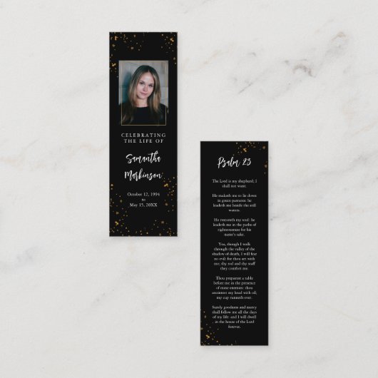 Goud Lijst Eenvoudig Modern Gespikkeld Bladwijzer Mini Visitekaartje (Voorkant / Achterkant)