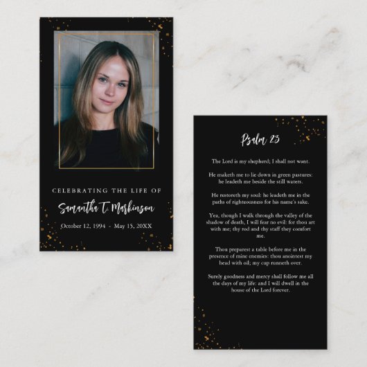 Goud Lijst Eenvoudig Modern Gespikkeld Gebed Kaart Visitekaartje (Voorkant / Achterkant)