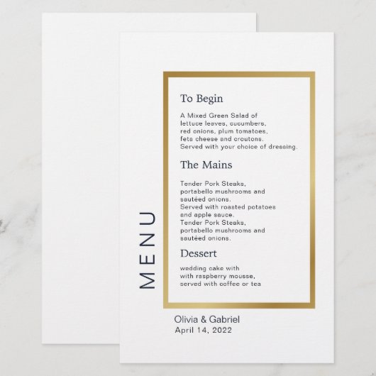 Goud Lijst. Eenvoudig Typografische klassiek trouw (Voorkant / Achterkant)