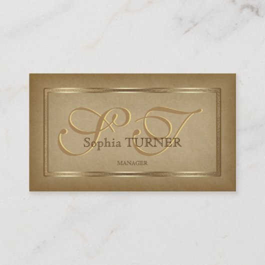  Goud Lijst - Eigen monogram papier Visitekaartje (Voorkant)