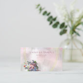 Goud Lijst Elegant Abstract Waterverf Bloemen Visitekaartje (Staand voorkant)