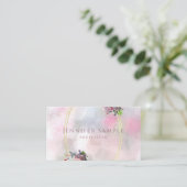 Goud Lijst Elegant Abstract Waterverf Bloemen Visitekaartje (Staand voorkant)