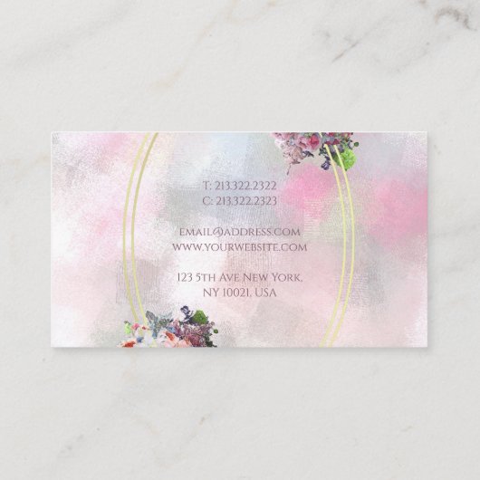 Goud Lijst Elegant Abstract Waterverf Bloemen Visitekaartje (Achterkant)