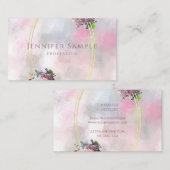 Goud Lijst Elegant Abstract Waterverf Bloemen Visitekaartje (Voorkant / Achterkant)