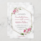 Goud Lijst en bloemen bruiloft Kaart (Voorkant / Achterkant)