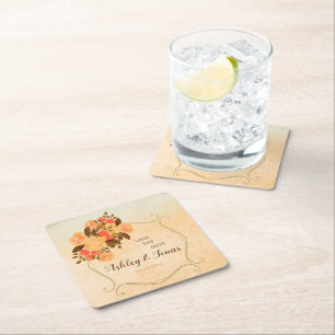 Goud Lijst en bloemen Kartonnen Onderzetters