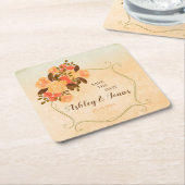 Goud Lijst en bloemen Kartonnen Onderzetters (Schuin)