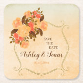 Goud Lijst en bloemen Kartonnen Onderzetters (Voorkant)