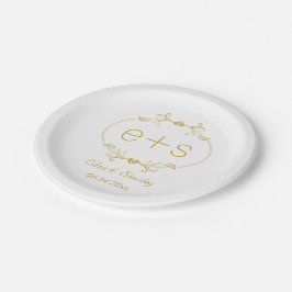Goud lijst en initialen goudbruinkoolmonogram papieren bordje
