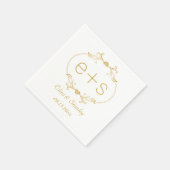 Goud lijst en initialen goudbruinkoolmonogram servet (Hoek)